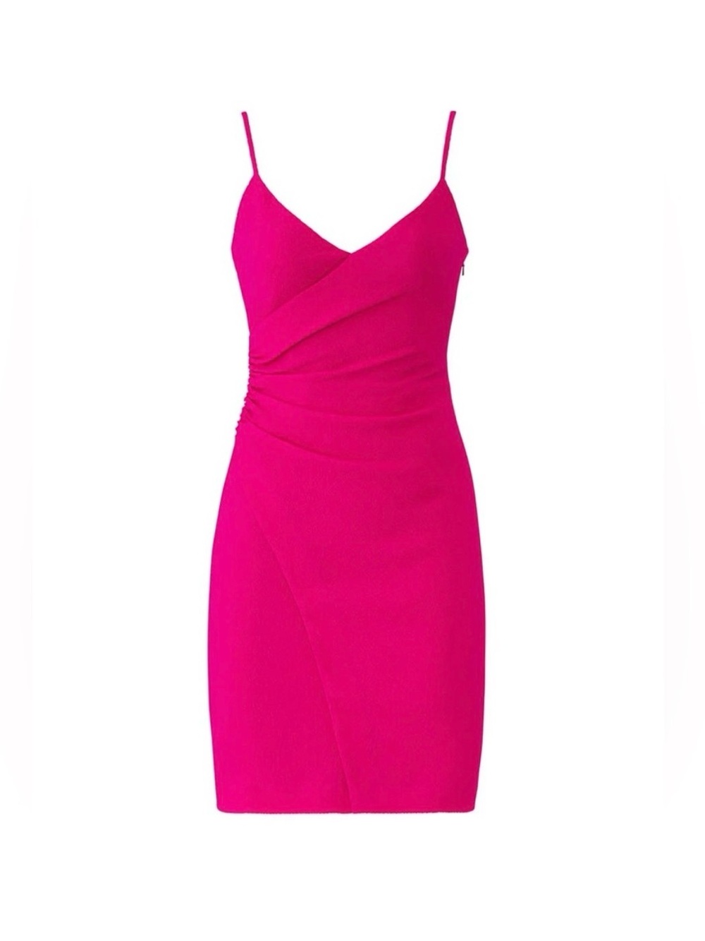 Black Halo Esthero Hot Pink Wrap-Front Mini Dress